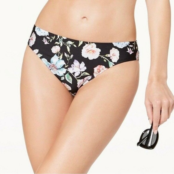 Kenneth Cole Reaction Black Multi Jardin Printed Bikini Bottoms - Picture 7 of 10